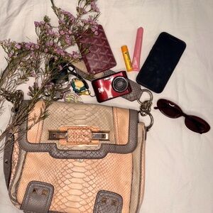 Guess Salmon Snakeskin Hobo Bag